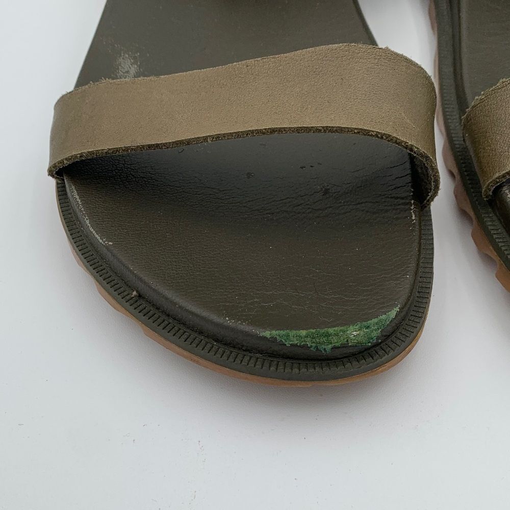 Sorel Roaming Decon olive green leather strap sandals Womans size 9 - Picture 2 of 11